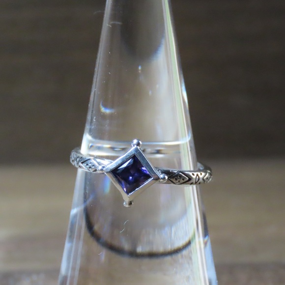 Silpada Belle Fleur Sterling Silver Purple CZ Stack Ring R2748 Size 6 - Picture 5 of 6